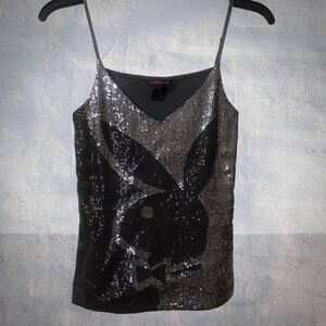 VTG early Y2K Playboy Sequins Shimmery Tank Top